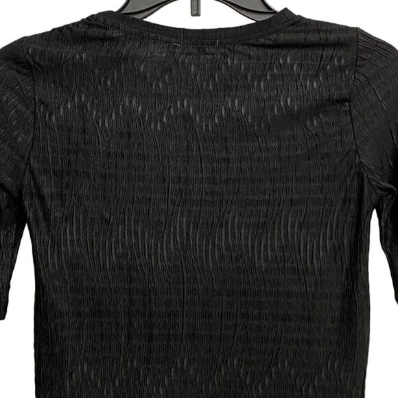 NWT Zara Short Sleeve Crinkled Textured Shirt Top Size S Black Geometric Pattern - Picture 11 of 13